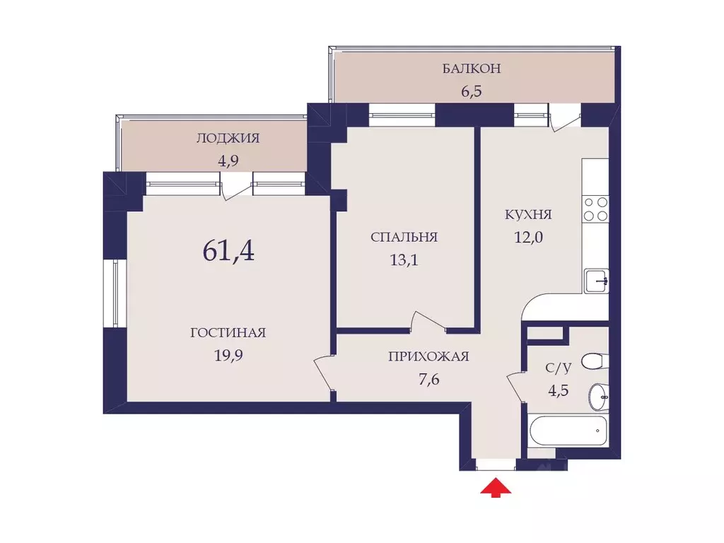 2-к кв. Красноярский край, Красноярск Норильская ул., 5 (56.9 м) - Фото 1