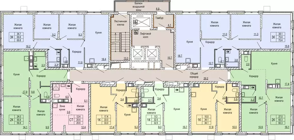 3-комнатная квартира: Нижний Новгород, ЖК Кузнечиха Город (69.8 м) - Фото 2