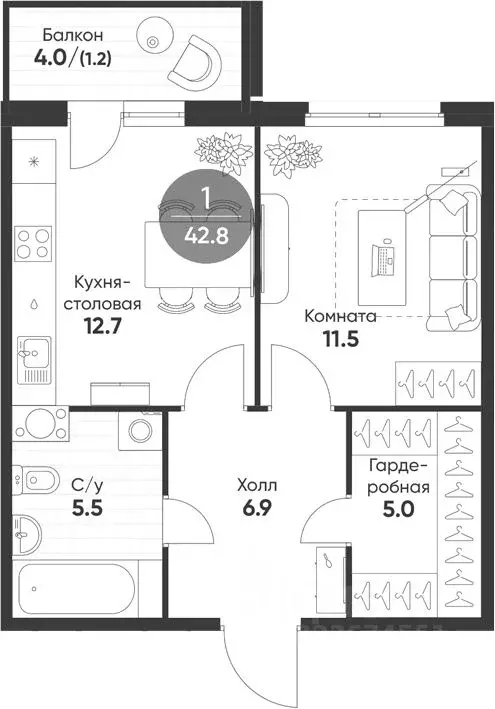 1-к кв. Новосибирская область, Кольцово рп Счастье в Кольцово жилой ... - Фото 2