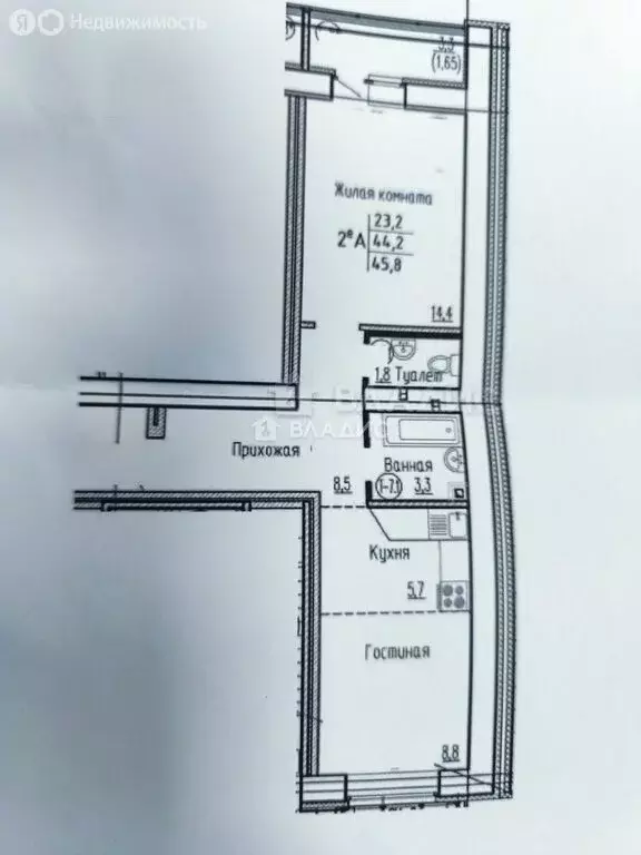 1-комнатная квартира: село Засечное, улица Натальи Лавровой, 17 (45.8 ... - Фото 1