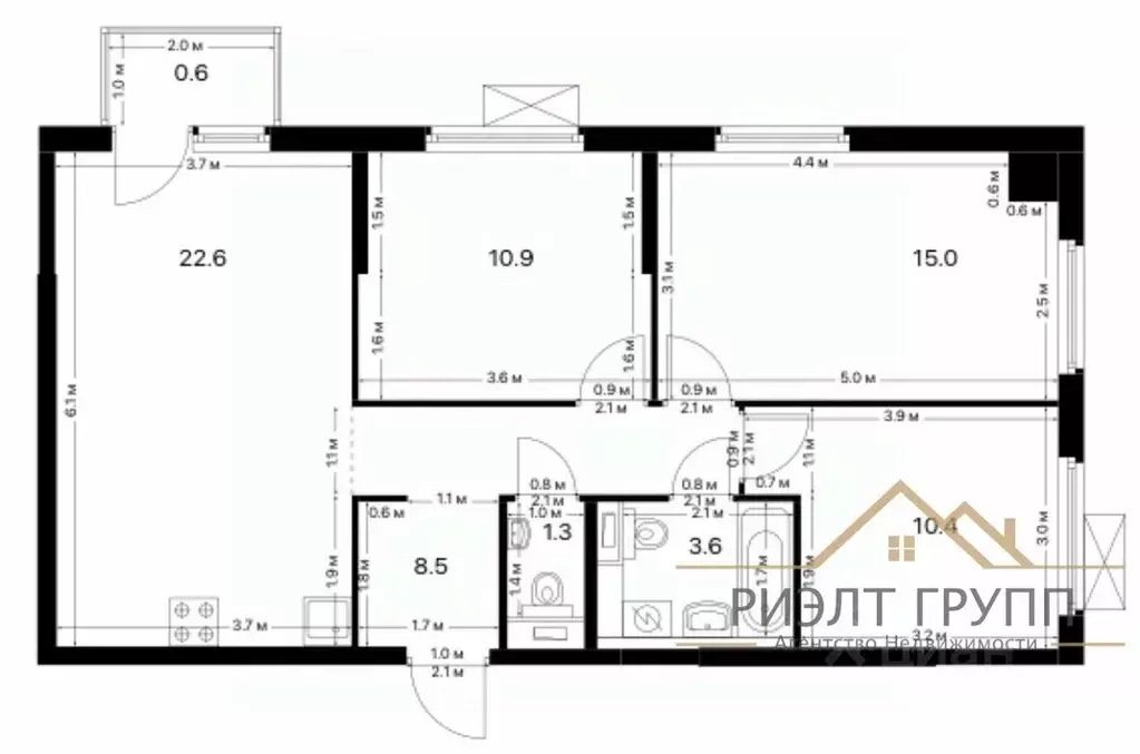 3-к кв. Татарстан, Казань ул. Анаса Тазетдинова (72.9 м) - Фото 1