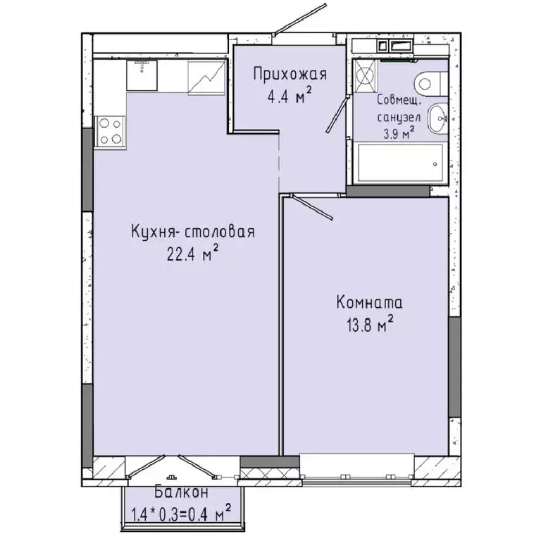 1-комнатная квартира: Ижевск, улица Ленина, 91/1 (44.9 м) - Фото 0