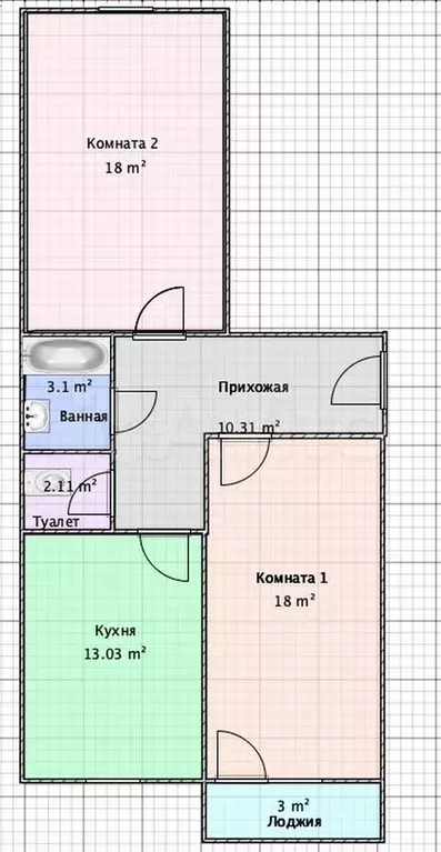2-к. квартира, 65 м, 9/10 эт. - Фото 0