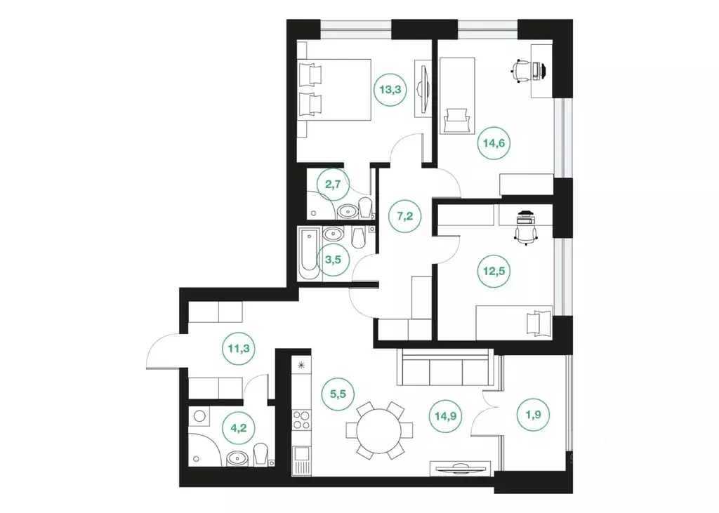 4-к кв. Башкортостан, Уфа ул. Подполковника Недошивина (91.6 м) - Фото 1