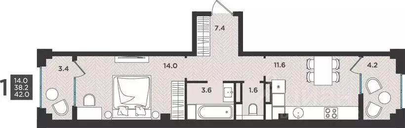 1-к кв. Архангельская область, Северодвинск  (42.0 м) - Фото 0