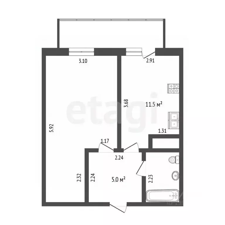 1-к кв. Тюменская область, Тюмень ул. Беляева, 33к1 (35.0 м) - Фото 2