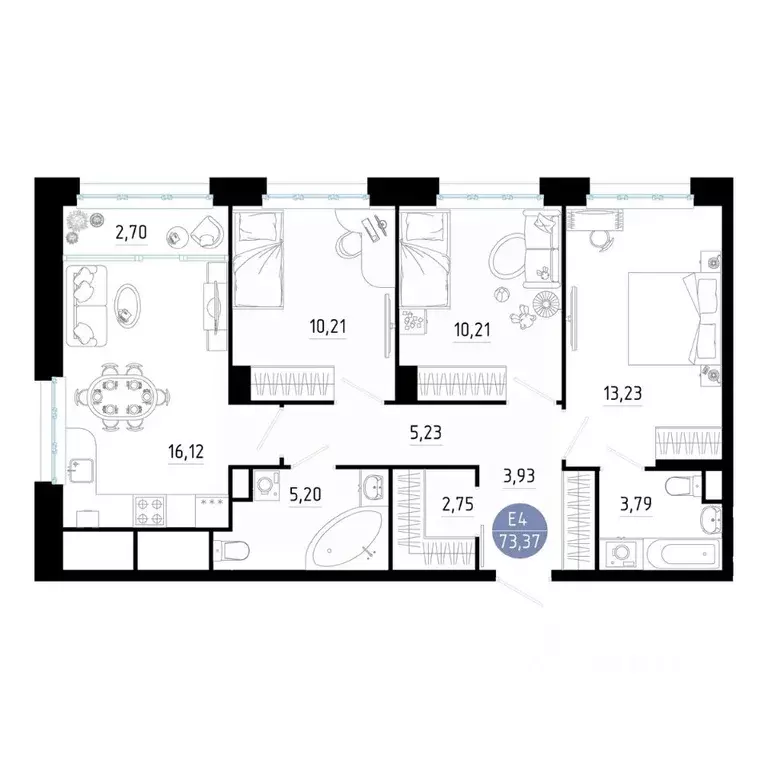 3-к кв. Рязанская область, Рязань ул. Ленинского Комсомола (73.37 м) - Фото 1