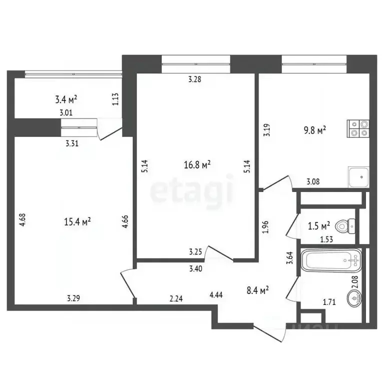 2-к кв. Москва Гродненская ул., 9 (56.0 м) - Фото 2
