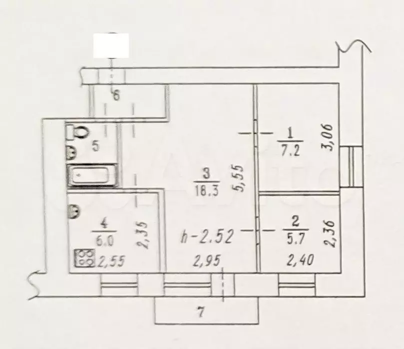 3-к. квартира, 42 м, 4/5 эт. - Фото 0