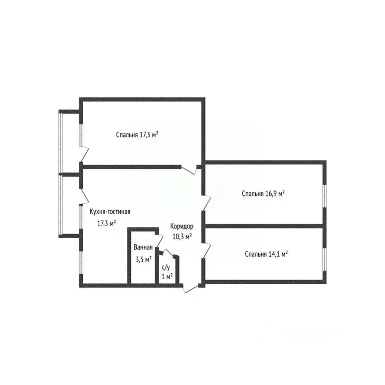 3-к кв. Адыгея, Майкоп ул. Ленина, 54 (80.4 м) - Фото 2