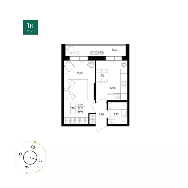 1-к кв. Ярославская область, Ярославль Северный жилрайон, 15-й мкр, 1 ... - Фото 1