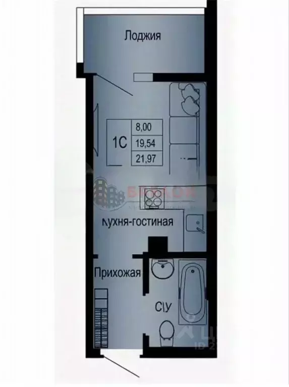 Студия Ростовская область, Ростов-на-Дону Привокзальная ул., 3/1 (25.0 ... - Фото 2