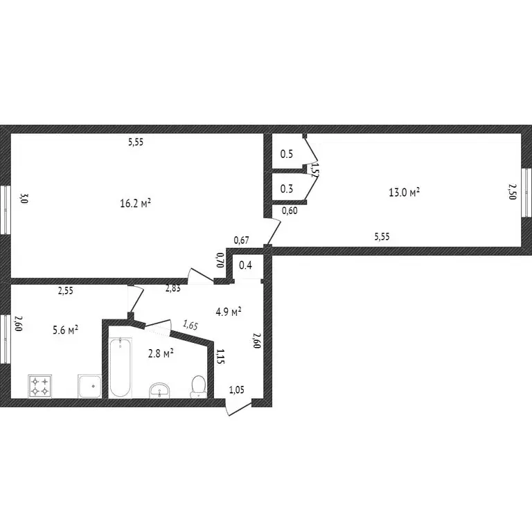 2-комнатная квартира: Ишим, улица Карла Маркса, 37А (45.9 м) - Фото 1