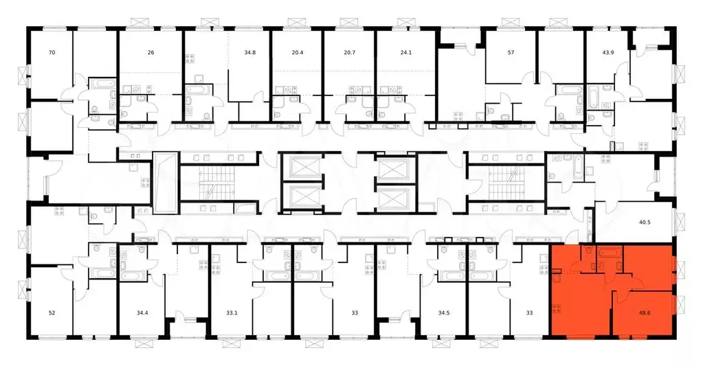 2-к. квартира, 48,6 м, 20/28 эт. - Фото 1