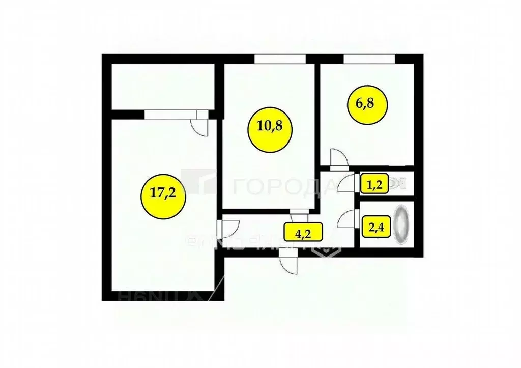 2-к кв. Новосибирская область, Новосибирск ул. Декабристов, 111 (43.0 ... - Фото 2