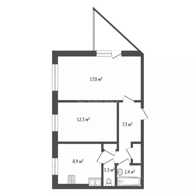 2-к кв. Нижегородская область, Нижний Новгород Гордеевская ул., 36 ... - Фото 2