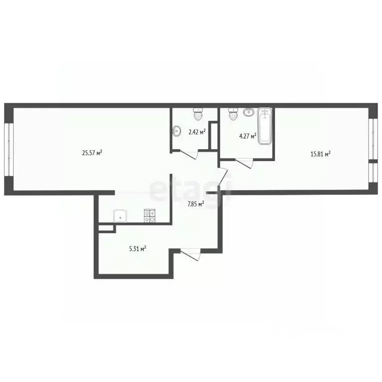 1-к кв. Тюменская область, Тюмень ул. 50 лет Октября, 63Г (61.2 м) - Фото 1