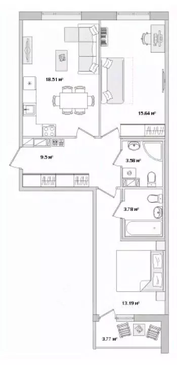 2-к кв. Санкт-Петербург Белоостровская ул., 10к2 (67.97 м) - Фото 0