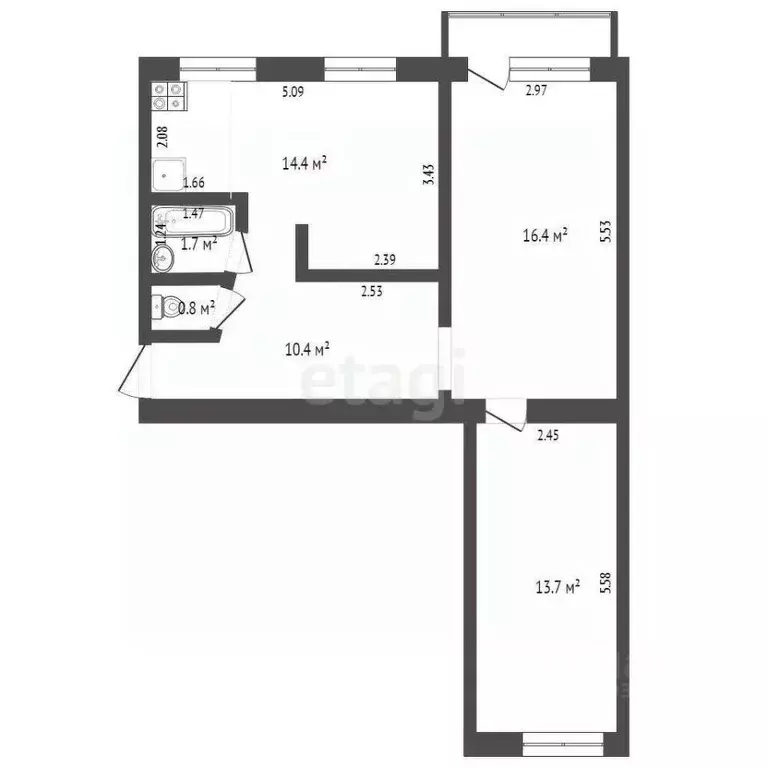 2-к кв. Тюменская область, Тюмень ул. Карла Маркса, 123 (57.0 м) - Фото 1