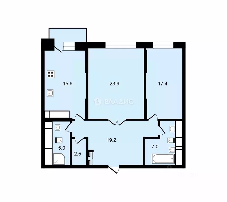 2-к кв. Москва Новочеремушкинская ул., 63к2 (90.9 м) - Фото 2