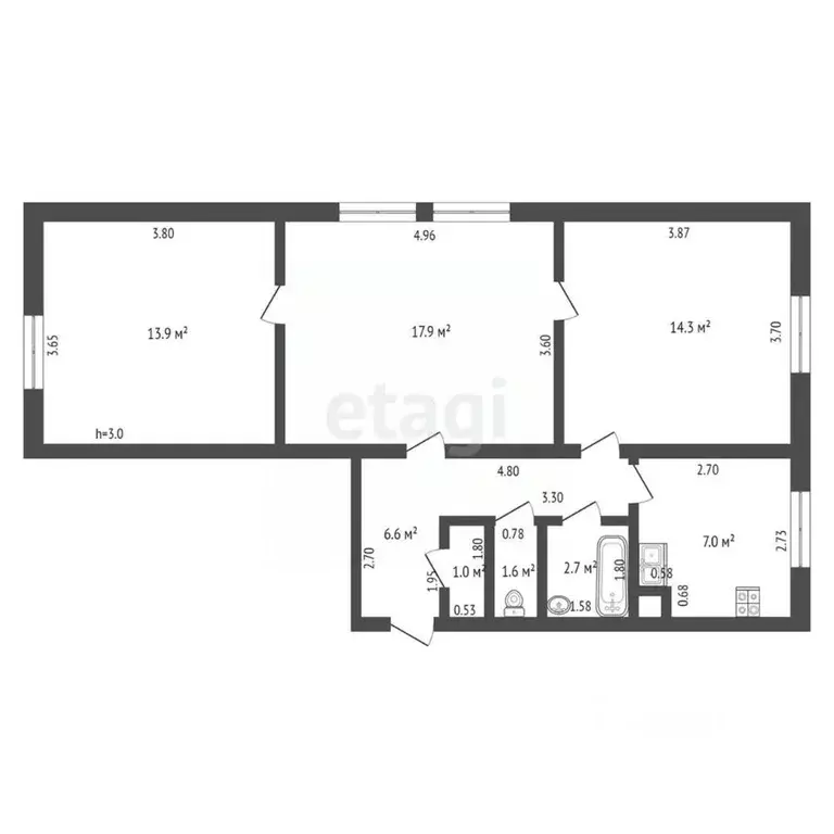 3-к кв. Башкортостан, Стерлитамак Первомайский мкр, ул. ... - Фото 2