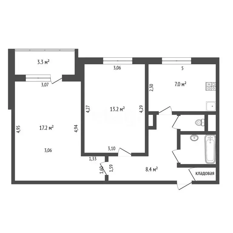2-комнатная квартира: Санкт-Петербург, улица Коллонтай, 32к1 (51.9 м) - Фото 1