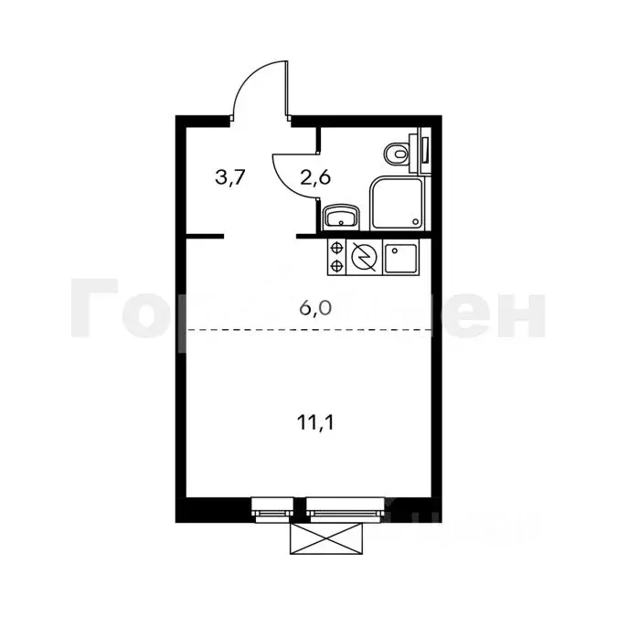 Студия Москва бул. Чкаловский, 6 (23.0 м) - Фото 1