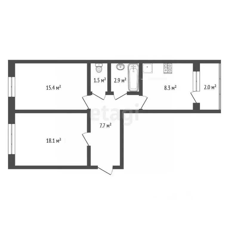 2-к кв. Башкортостан, Стерлитамак Солнечный мкр, ул. Караная Муратова, ... - Фото 2
