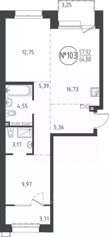 2-к кв. Иркутская область, Иркутск ул. Эдуара Дьяконова, 10 (64.72 м) - Фото 0