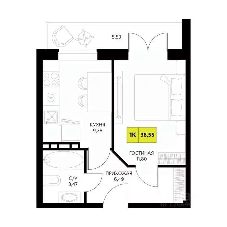 1-к кв. Дагестан, Дербент  (36.55 м) - Фото 1