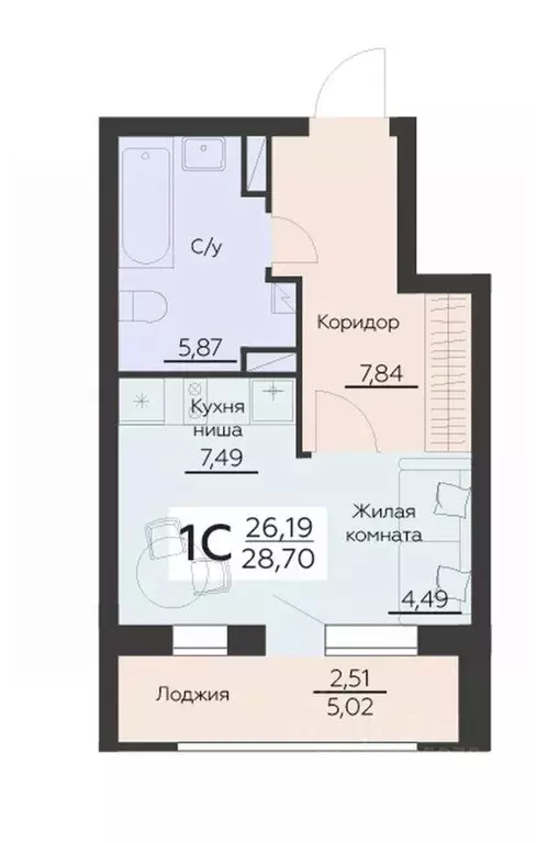 1-к кв. Воронежская область, Воронеж Ленинградская ул., 29Б (28.7 м) - Фото 0