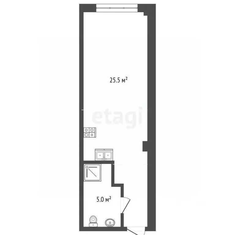 Студия Крым, Ялта ул. Киевская, 44 (31.5 м) - Фото 1