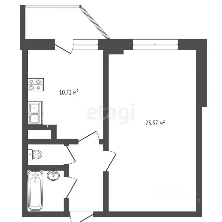 1-к кв. Тюменская область, Тюмень ул. Обдорская, 5 (41.4 м) - Фото 0