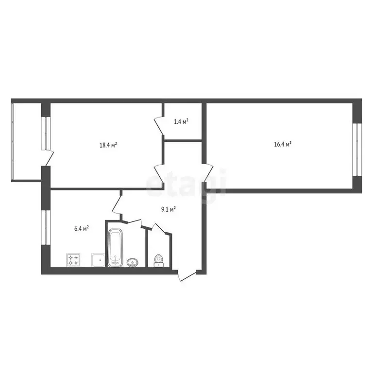 2-комнатная квартира: Красноярск, улица Попова, 8А (44.8 м) - Фото 0
