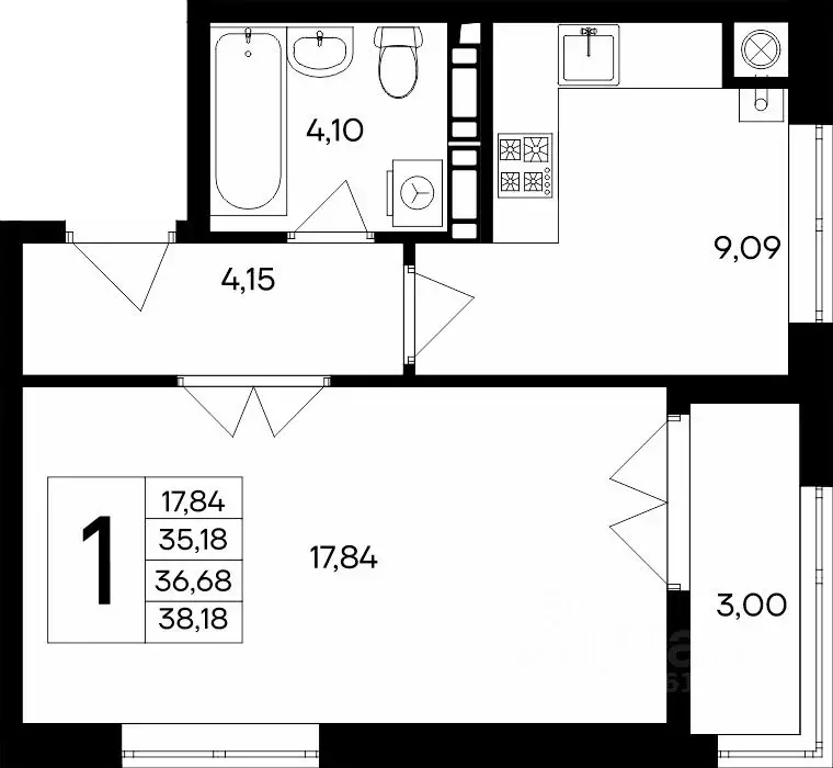 1-к кв. Крым, Евпатория Сезоны жилой комплекс (38.18 м) - Фото 1