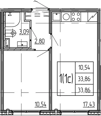 Продаётся 1-к квартира, 33.83 м - Фото 1