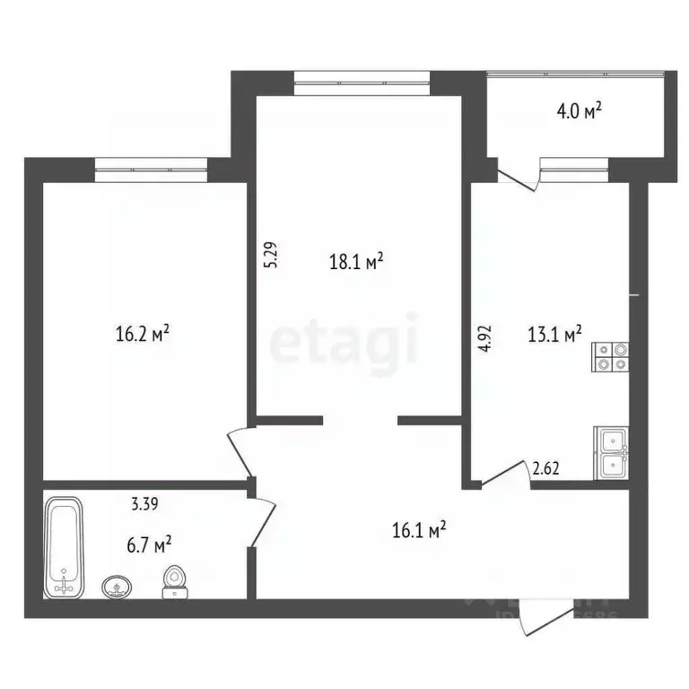 2-к кв. Калининградская область, Калининград Осенняя ул., 4 (69.7 м) - Фото 2