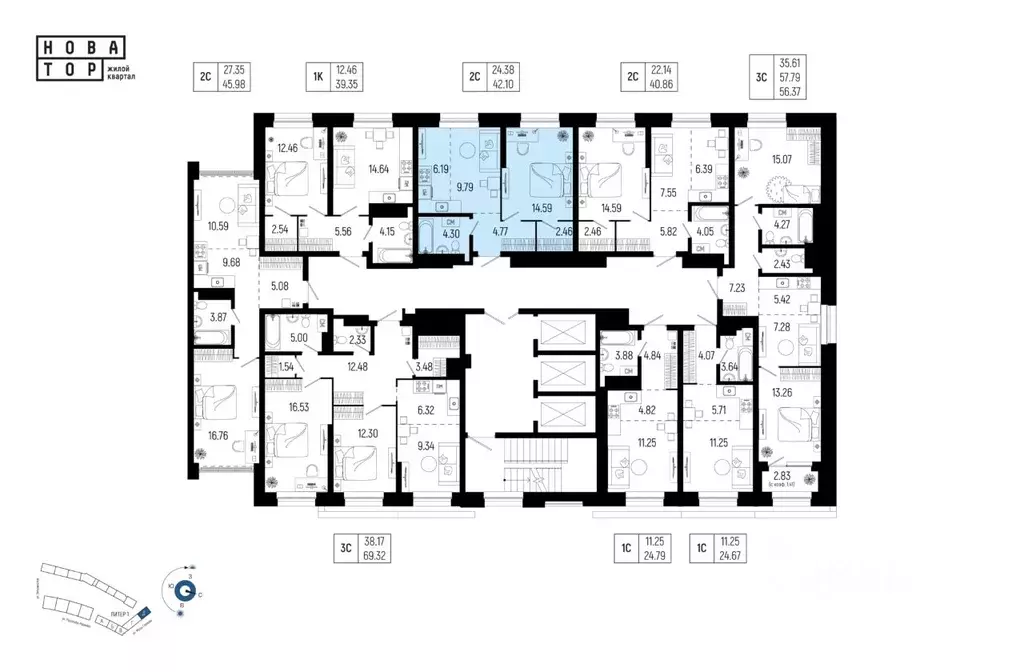 2-к кв. Башкортостан, Уфа Глумилино-1 мкр, Новатор жилой комплекс ... - Фото 2