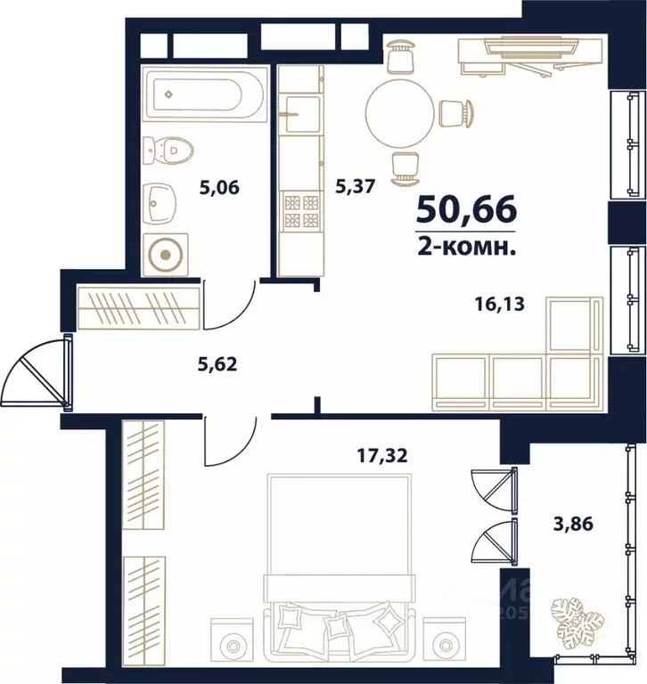 2-к кв. Ульяновская область, Ульяновск Новый Город мкр, 17-й кв-л, ... - Фото 1