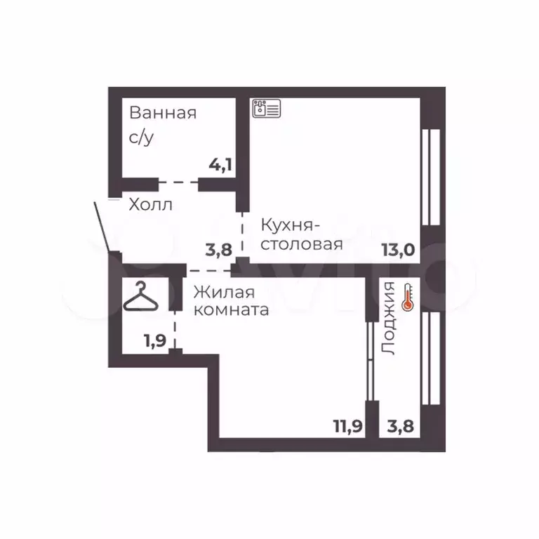 1-к. квартира, 34,7 м, 4/17 эт. - Фото 0