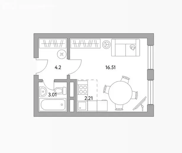 1-комнатная квартира: деревня Глухово, Романовская улица, 17 (26 м) - Фото 0