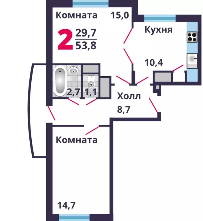 Студия Московская область, Лобня ул. Колычева, 7 (53.8 м) - Фото 0