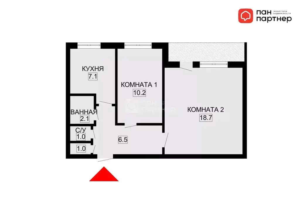 2-к кв. Санкт-Петербург просп. Луначарского, 56К1 (46.6 м) - Фото 2