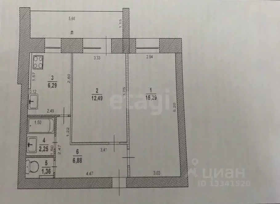 2-к кв. Ульяновская область, Ульяновск Камышинская ул., 34 (47.8 м) - Фото 2