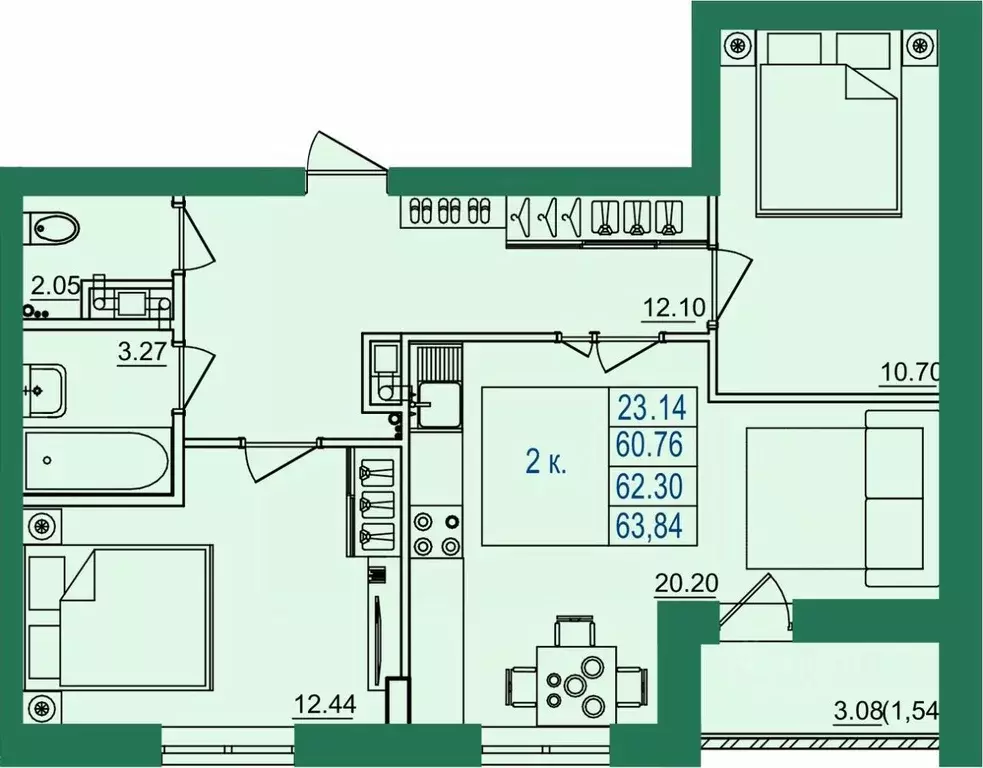 2-к кв. Владимирская область, Владимир пос. Заклязьменский, Заречье ... - Фото 1