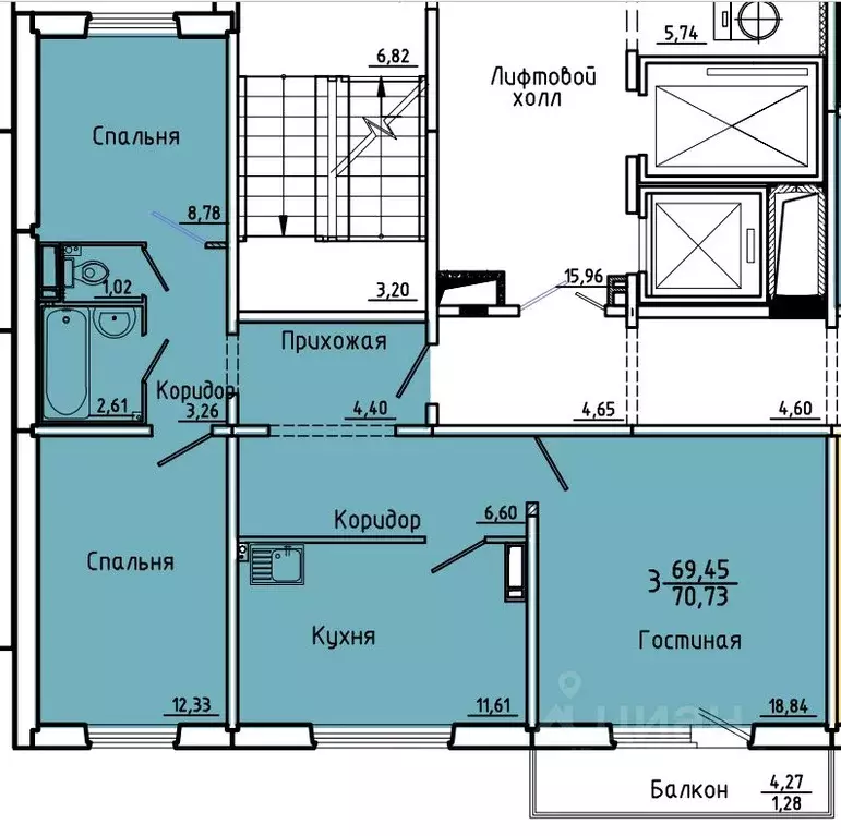 3-к кв. Красноярский край, Красноярск ул. Елены Стасовой, 48с2 (70.0 ... - Фото 1