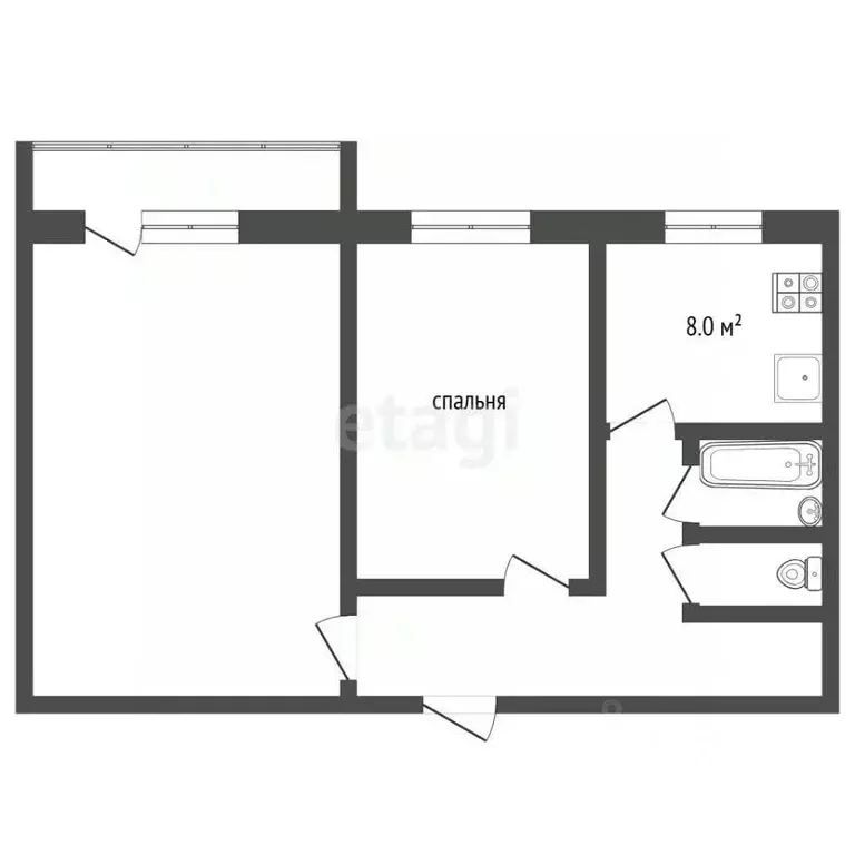 2-к кв. Самарская область, Самара просп. Карла Маркса, 324 (43.6 м) - Фото 2