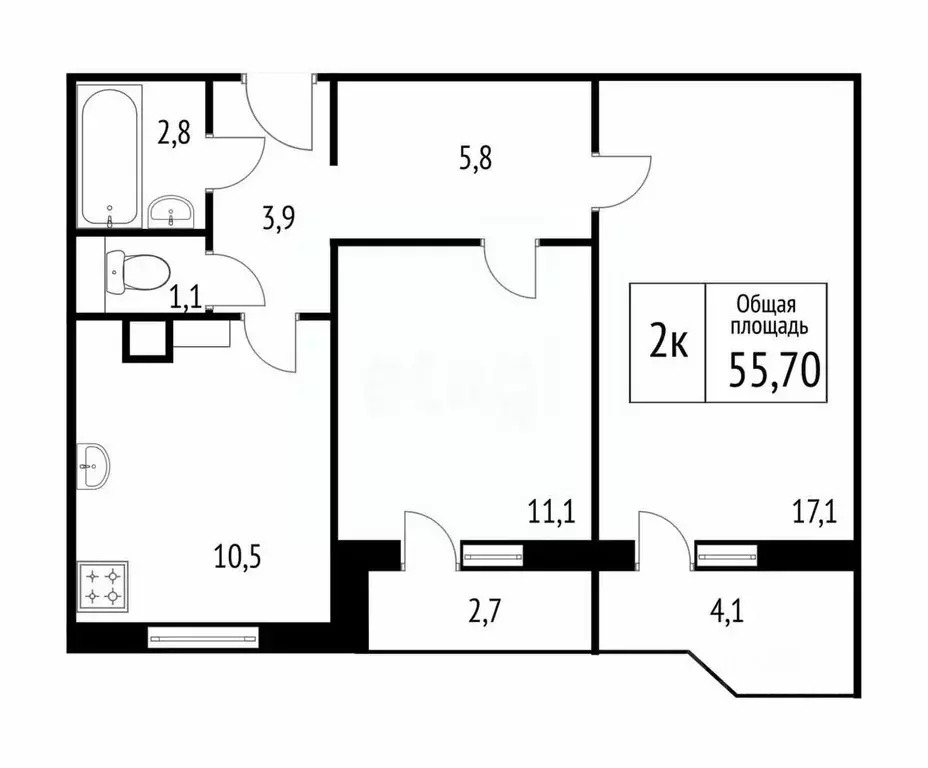 2-к кв. Костромская область, Кострома проезд Южный, 3 (55.0 м) - Фото 1