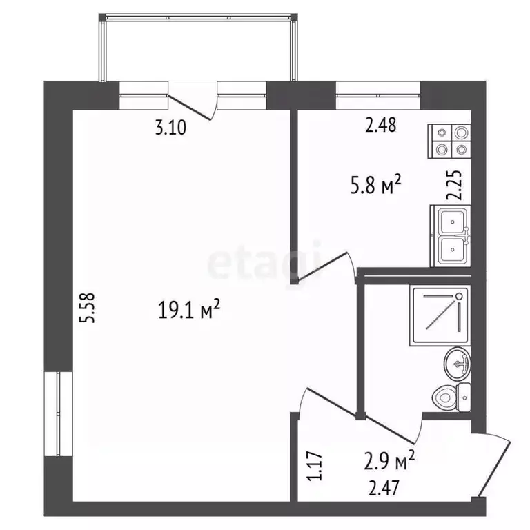 1-к кв. Московская область, Раменское ул. Гурьева, 13 (30.6 м) - Фото 2