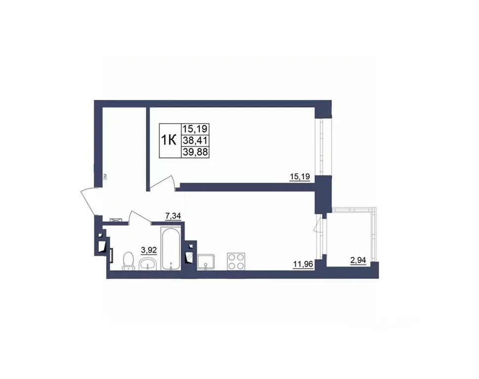 1-к кв. Башкортостан, Уфа Космос жилой комплекс, лит1 (39.96 м) - Фото 1